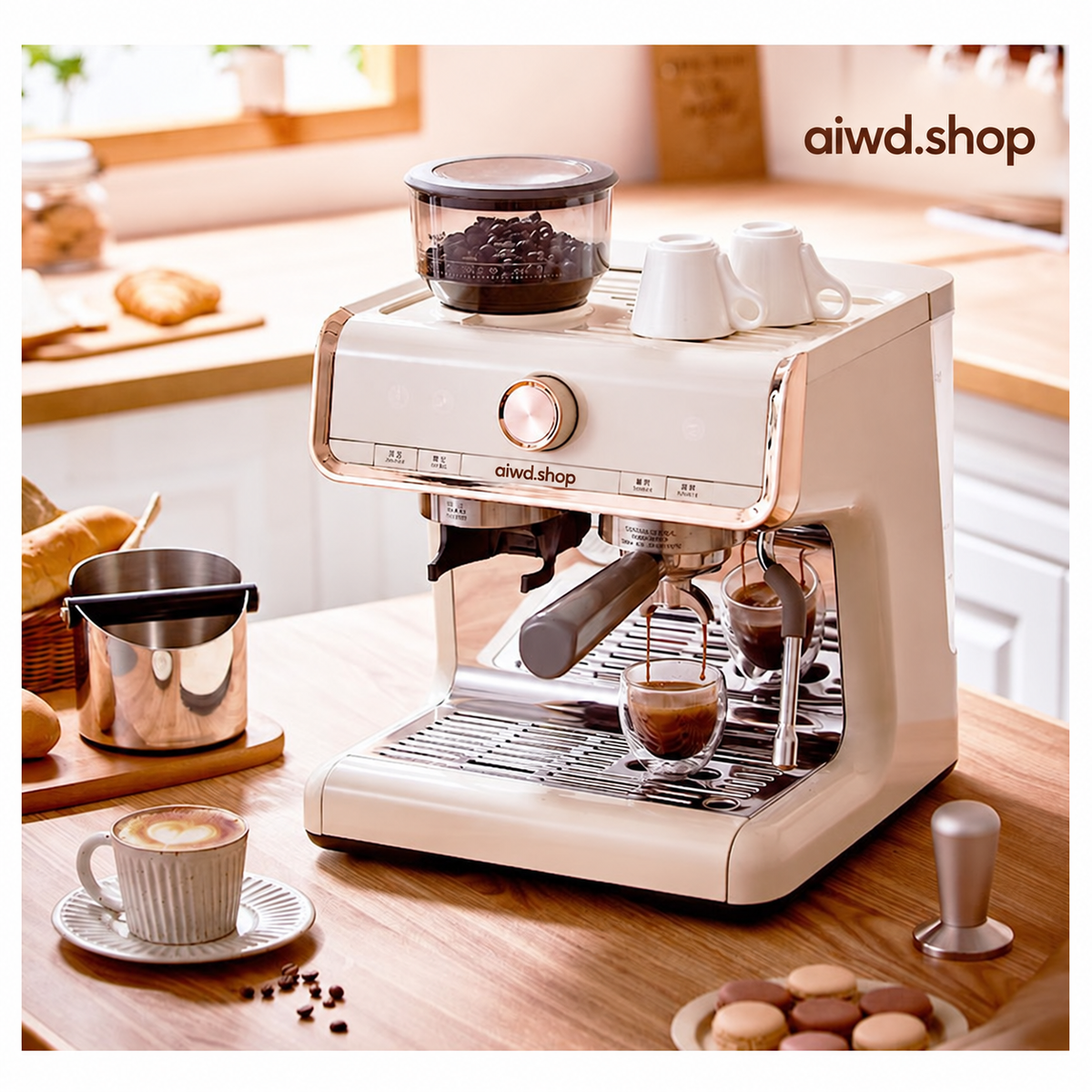 Kaffeemaschine mit Mahlwerk und Brühfunktion